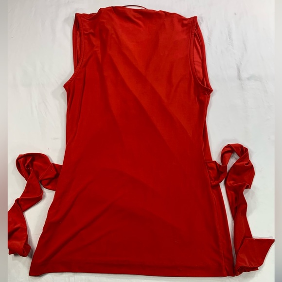 The Limited Wrap Shirt Orange Red Dressy Sleeveless Belted Shirt ~ Size S - Picture 2 of 10